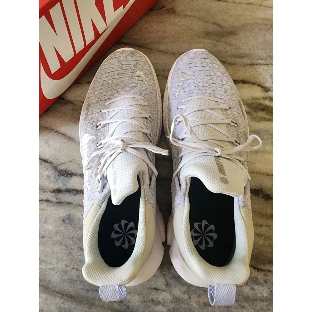 Nike Free Run 5.0 Pure Platinium Metallic Silver Womens Running Shoes Grey Sz 10